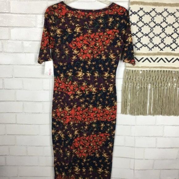 LuLaRoe Womens Floral Print Short Sleeve Midi Dress S Polyester/Spandex Blend - Picture 4 of 4